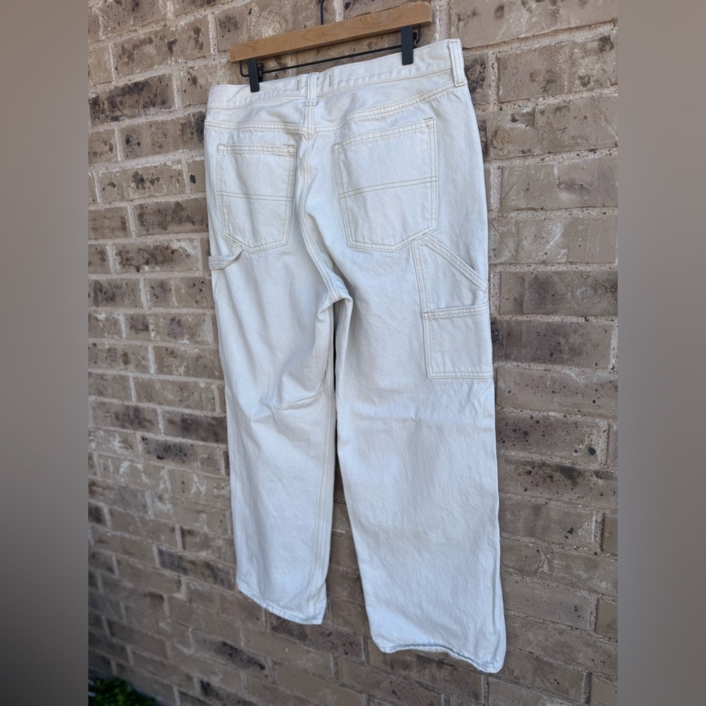 Abercrombie & Fitch Women's Ecru Carpenter Slouchy Mid Rise Jeans 32 - Picture 9 of 11